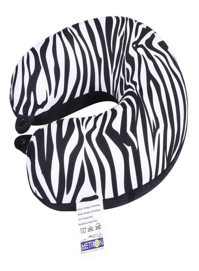 Metron- Zebra Print Dual Comfort Micro Beads U Shaped Travel Pillow Airplane Car Bus Comfort Head Support Neck & Cervical Pillow - Image 4